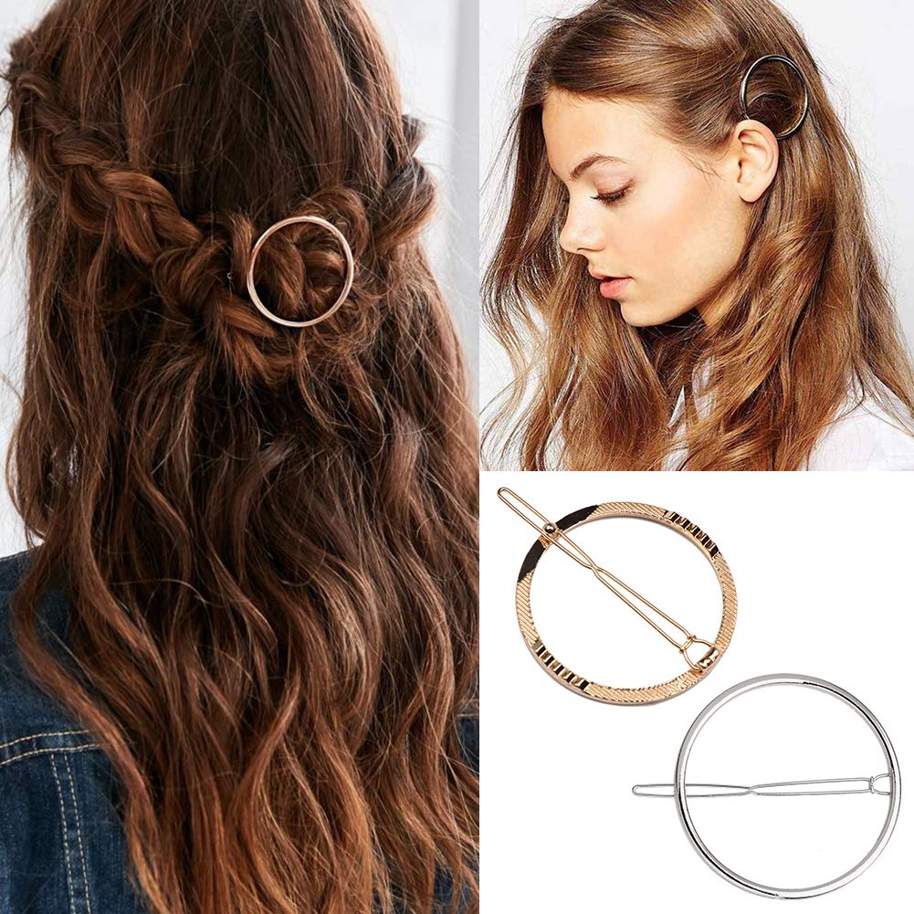Gold Silver Minimalist Hair Clips Dainty Feather Hollow Hair Clips Set Feather Hair Pins Geometric Barrette Hair Accessories for Women : Beauty