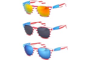 SHADERZ American America USA Flag Sunglasses Patriotic Clear Frame Classic 80s
