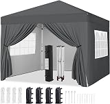 Yaheetech Pop-Up Gazebo 3x3 with 4 Removable Side Panels Dark Grey