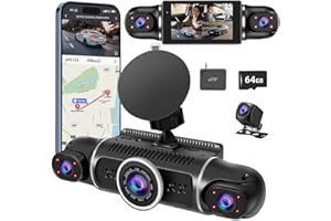 ZUNFLY 360° Dash Cam Front and Rear View 4 Channel Dash Camera FHD 2K+1080Px3 for Car, Inside/Back 170°+2x150°+170° Wide Angle, 8 IR Lamps Night Vision,WiFi,GPS, APP,G-Sensor with 64GB Card,24/7 Parking Mode