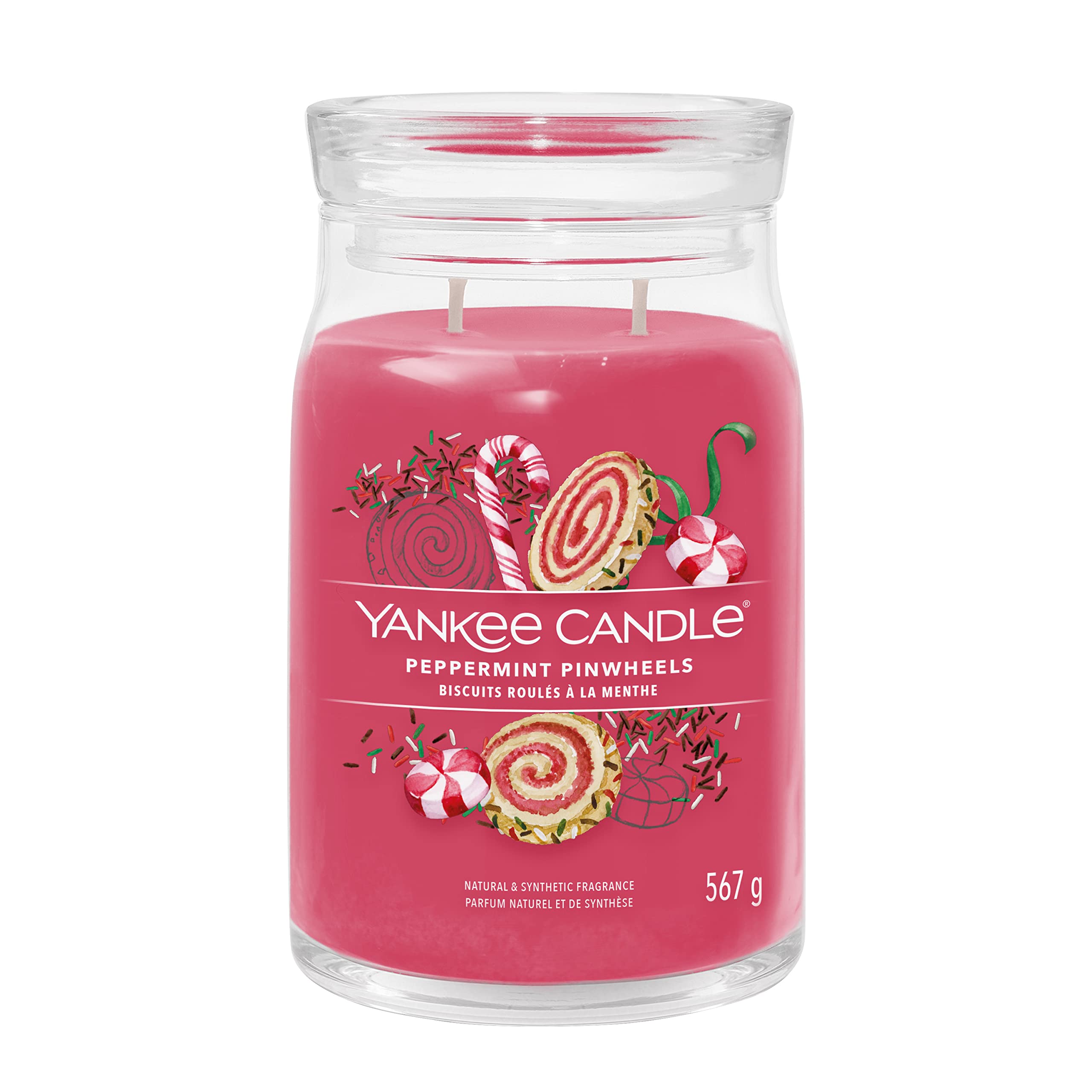 Yankee Candle Signature Scented Candle | Peppermint Pinwheels Large Jar Candle with Double Wicks | Soy Wax Blend Long Burning Candle | Perfect Gifts for Women
