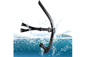 Swim Snorkel, One-Way Purge Valve Swimmers Snorkel for Lap Swimming Training Snorkeling, Front Mounted Training Gear with Com