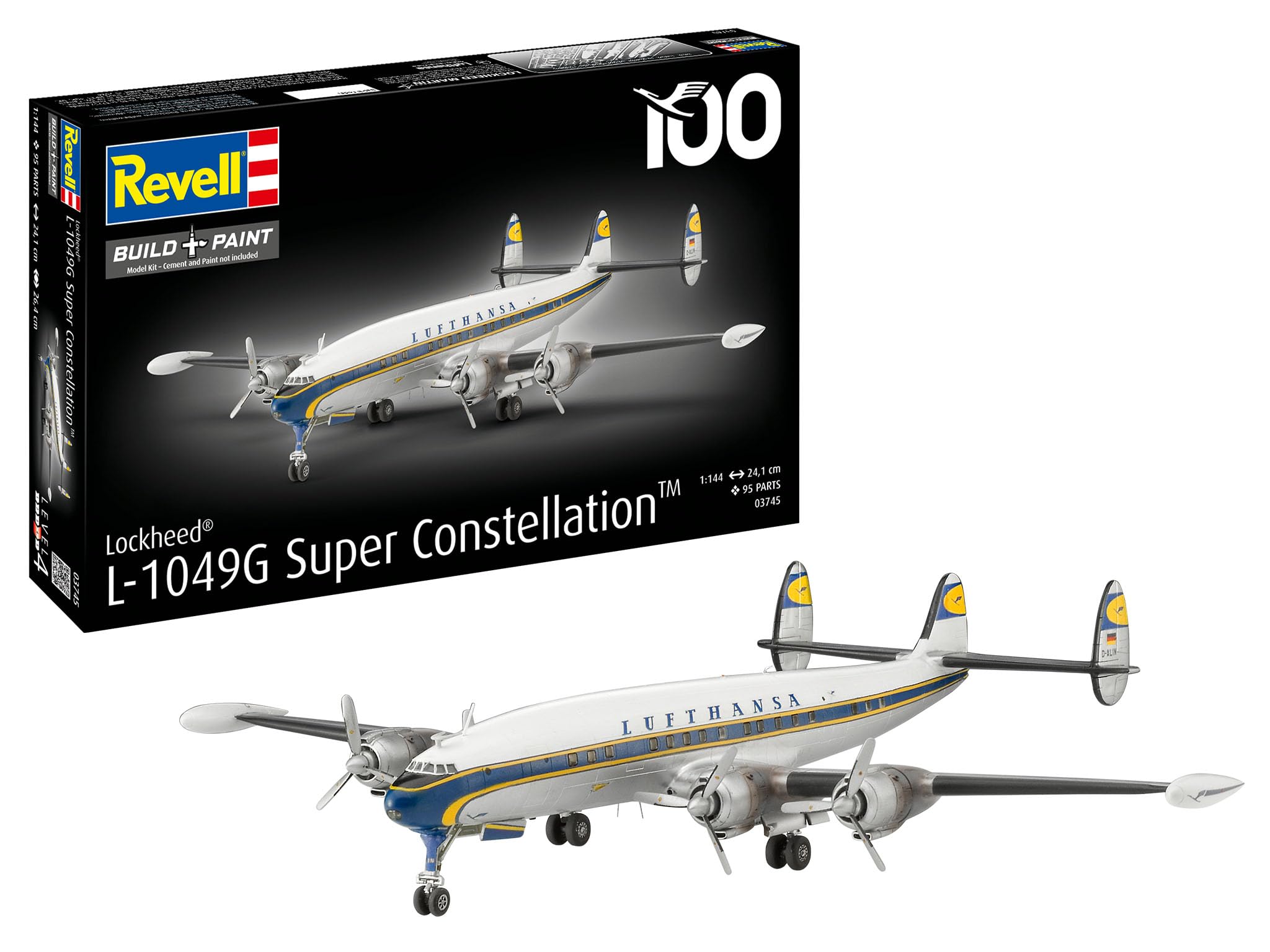 Revell 03745 Lockheed L.1049G Super Constellation Lufthansa 1:144 Scale - Unbuilt/Unpainted Plastic Model Kit