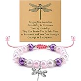 Dragonfly Gifts for Women Beaded Bracelet Inspirational Dragonflies Accessories For Women Girls Nature Lovers Dragonfly Lovers Christmas Birthday Present for Her Jewelry Bracelet with Massage Card