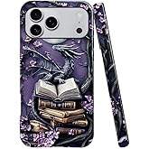 Case Compatible with iPhone 18 Pro Max/iPhone 17 Pro Max,Glossy Hybrid 2-Layer Hard Shell,Shockproof Soft for Girl Women,Purple Dragon Moon Book