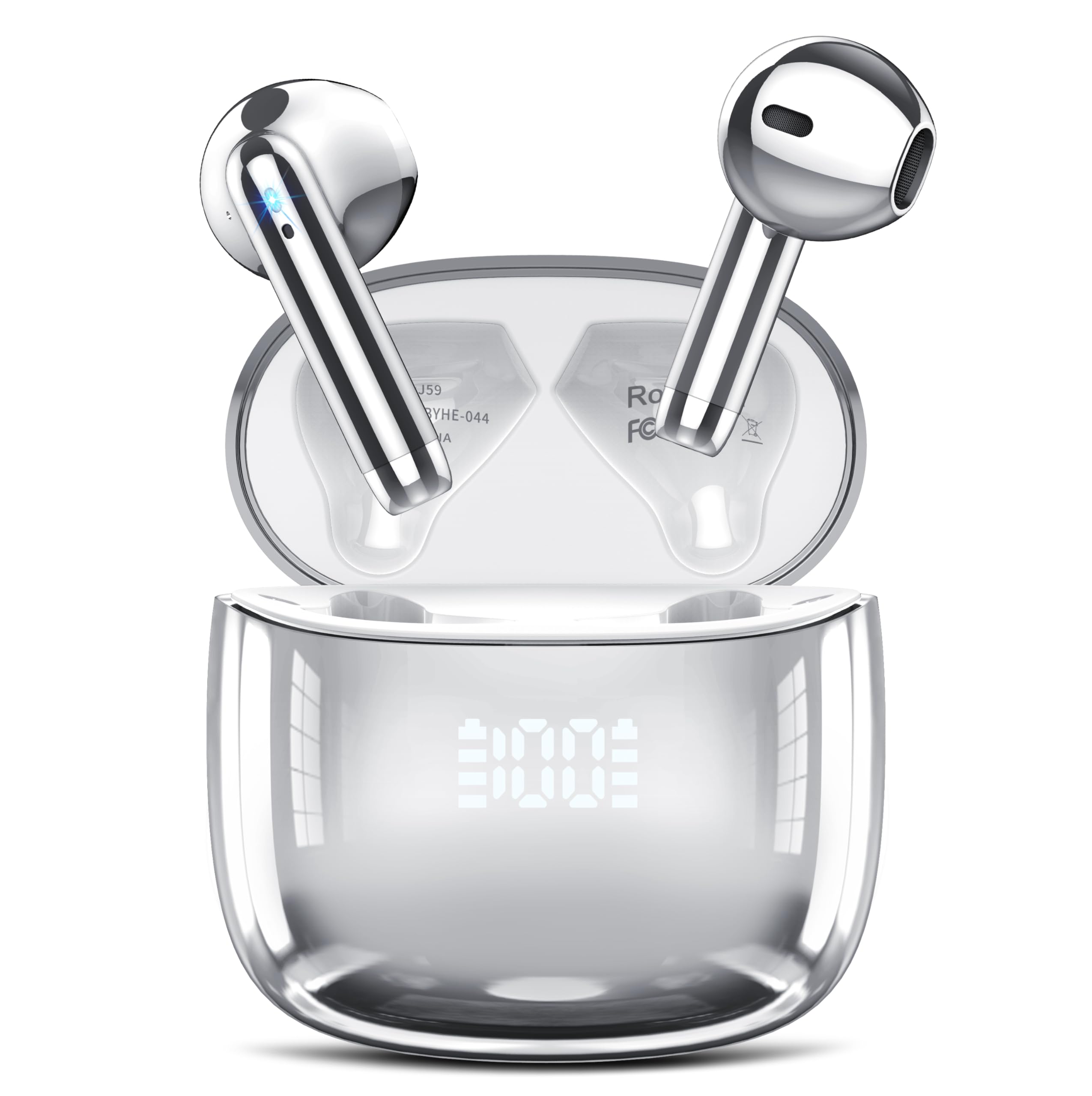 Photo 1 of Wireless Earbuds, Bluetooth Headphones 48H Playtime Ear Buds with LED Power Display, IPX7 Waterproof Bluetooth 5.4 Earphones in-Ear Earbuds with 4 Mic for Android iOS Cell Phone Laptop, Silver