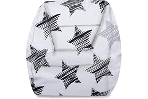 Posh Creations Structured Comfy Bean Bag Chair for Gaming, Reading, and Watching TV, Coronado Chair, Canvas - Sketchy Stars