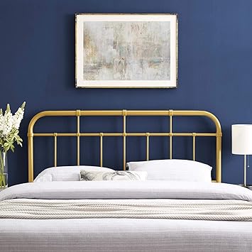 amazon com modway mod 6160 alessia modern farmhouse metal twin headboard in gold