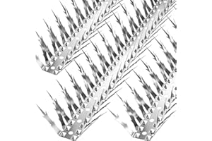 PUTHPY Bird Spikes, 5 Feet Stainless Steel Bird Control Spikes for Outside, Pigeon and Squirrel Blocking Spikes, for Garden Fence Roof and Window - 5 Strips Covers 1.5m