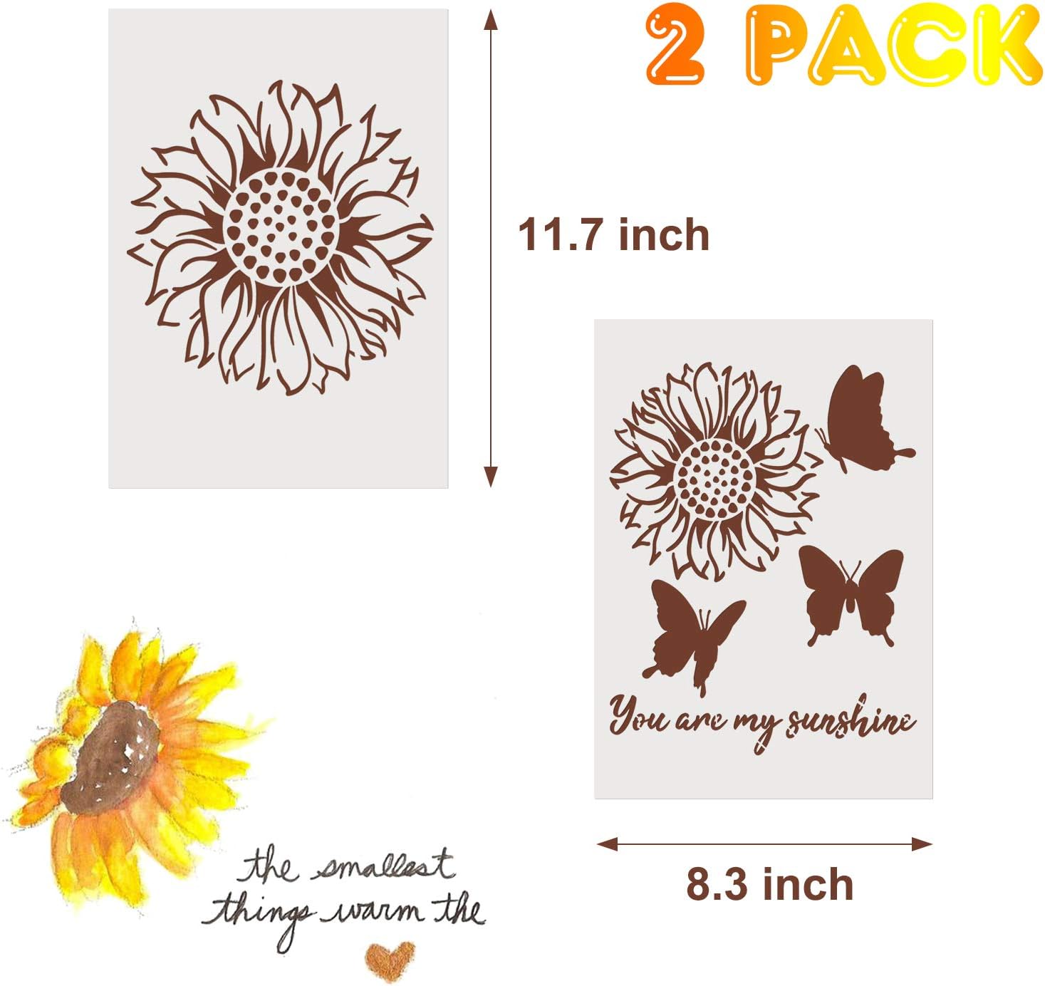 2 Stücke Sonnenblumen Schablonen für Malen Dekor You Are ...