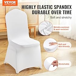 VEVOR 150 Pcs White Chair Covers Polyester Spandex