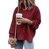 Imily Bela Womens Oversized Tunic Sweaters Fall Slouchy Long Sleeve Ribbed Knit Side Slit Pullover Jumper