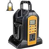 Taingwei 350W Power Inverter for Dewalt 20v 60v Battery, 2-Ports DC 20V to AC 110-120V Pure Sine Wave Battery Inverter with 3 USB-A Port, 1 USB-C Port,300lm LED Light for Camping Emergency(Tool Only)