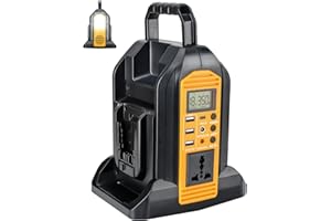 Taingwei 350W Power Inverter for Dewalt 20v 60v Battery, 2-Ports DC 20V to AC 110-120V Pure Sine Wave Battery Inverter with 3 USB-A Port, 1 USB-C Port,300lm LED Light for Camping Emergency(Tool Only)