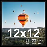 JCJMY 12x12 inch Picture Frame, Horizontal and Vertical Formats for Wall Hanging, 12 x 12 Square Wall Gallery Poster Photo Frame with Shatter Resistant Plexiglass, Black