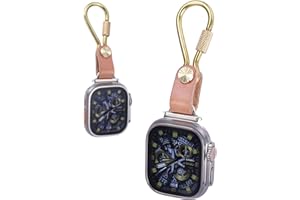 pamovolio Brass Vegetable Tanned Leather for Apple Watch 123456789se10s11 Ultra 49mm Fob Keychain Clip Pocket Watch 46/45/44/42/41/40/38mm Sweater Chain Sport Bands
