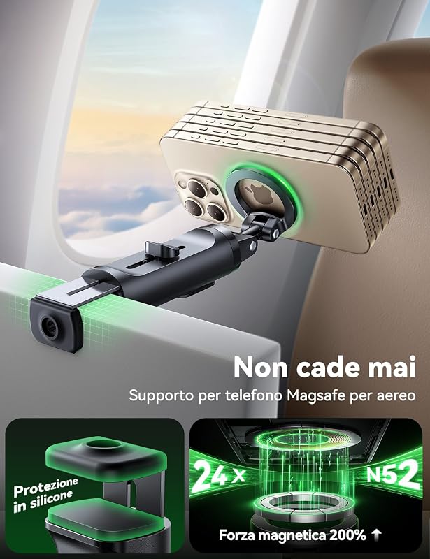 MagSafe Treppiede Smartphone All-in-1 Viaggio Accessori Utili Girevole a 360° Estensibile Selfie Stick con Treppiede e Telecomando Cellulare Supporto per iPhone Samsung Android — foto 3 di 8