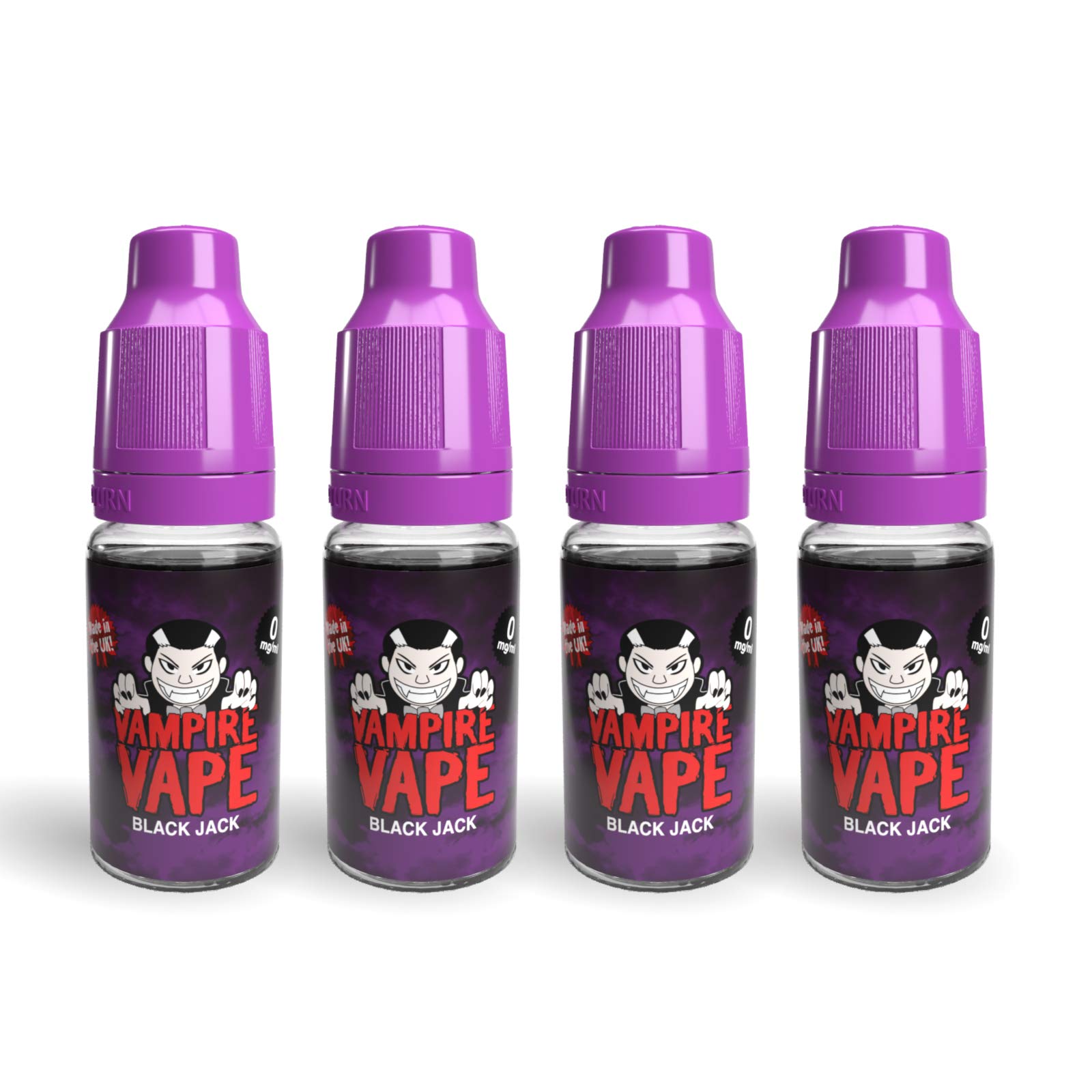 Vampire Vape 10ml 0mg E-Liquid (4 Pack) - Vape Juice/eliquid for E-Cigarettes/E-Cig Vape Starter Kits - NO Nicotine (Black Jack)