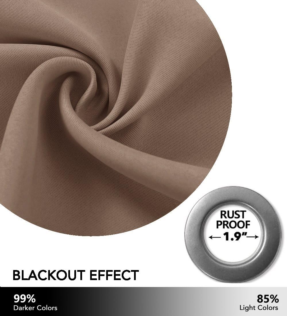 NICETOWN Outdoor Curtain Grommet Top and Bottom, Thermal Insulated Keeps The Rain Out Versatile Vertical Drape, Blackout Heavy Weight Wind Break Outdoor Drapery (52 by 108 inches,1 Piece, Tan-Khaki)