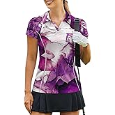 PINSPARK Womens Golf Shirt Short Sleeve Polo Shirts Quick Dry Tennis Tops V-Neck with Collar Pickleball Shirts Golf Outfits