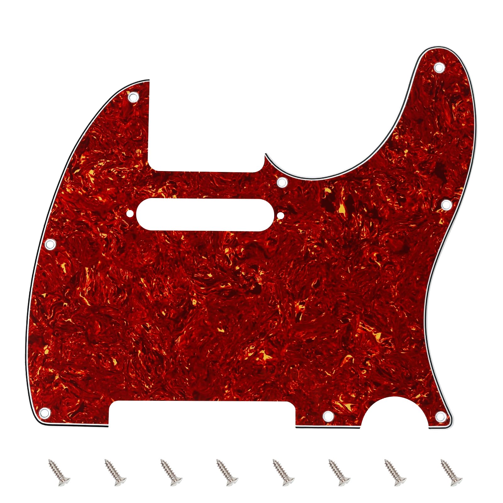Banworks 4 Ply Tele Pickguard 8-Hole Electric Guitar Pickguard Scratch Plate for USA/Mexican Modern Style Standard Tele Telecaster JT/HB-03 Brown Tortoiseshell