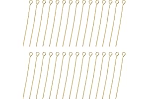Shapenty 1000PCS Mini Metal Wire Eyepins Beading Small Open Eye Head Pins Needles Bulk for DIY Craft Bead Earring Pendant Necklace Bracelet Keychain Jewelry Charm Finding Making (40mm, Gold)