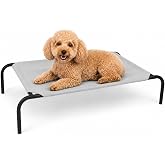 PHYEX Raised Pet Cot for Small Pets | Elevated Dog Bed with Breathable Mesh, Sturdy Steel Frame, Non-Slip Design, Easy Clean, 33-Inch, Grey