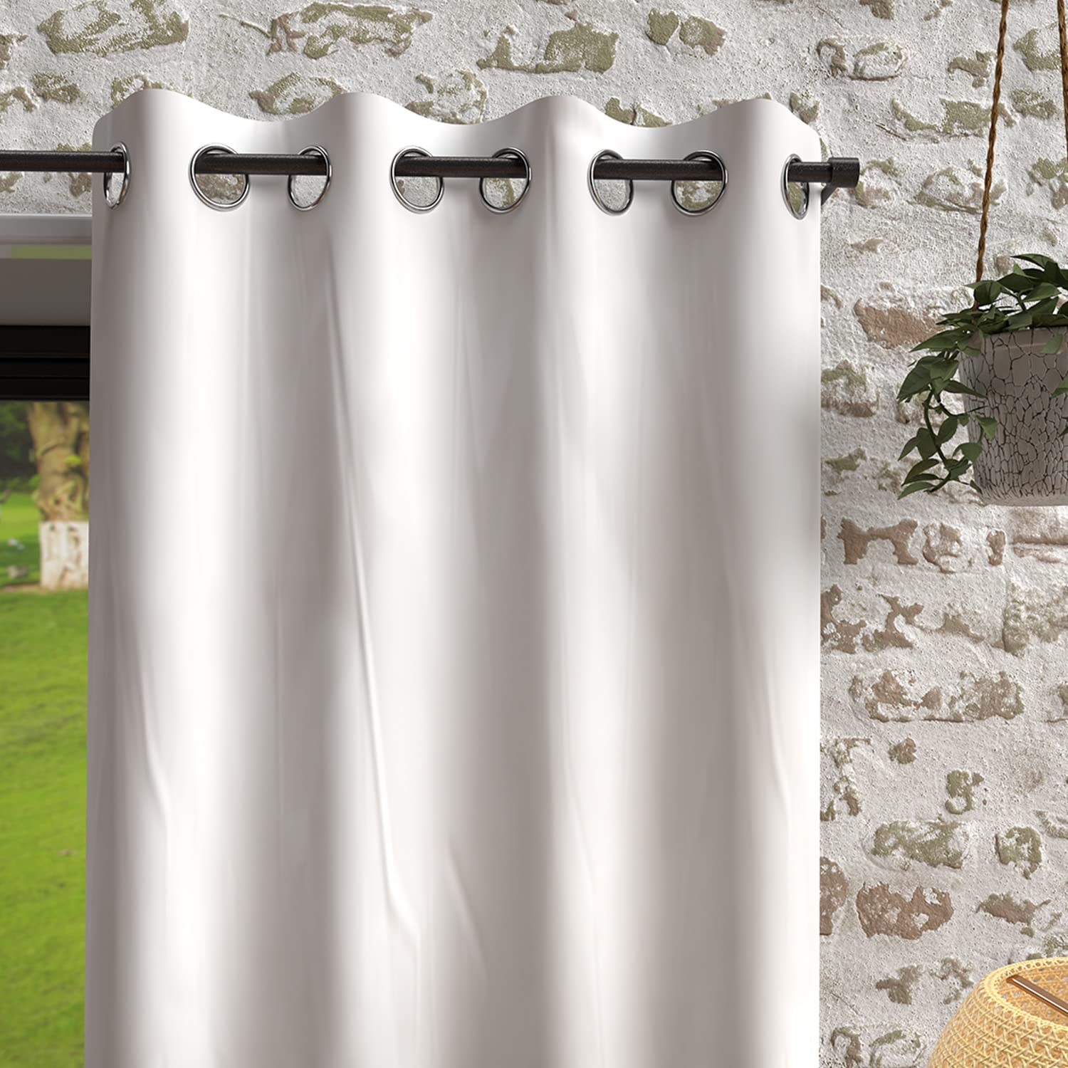 Soleil d'ocre White Polyester Curtains 140 x 180 cm