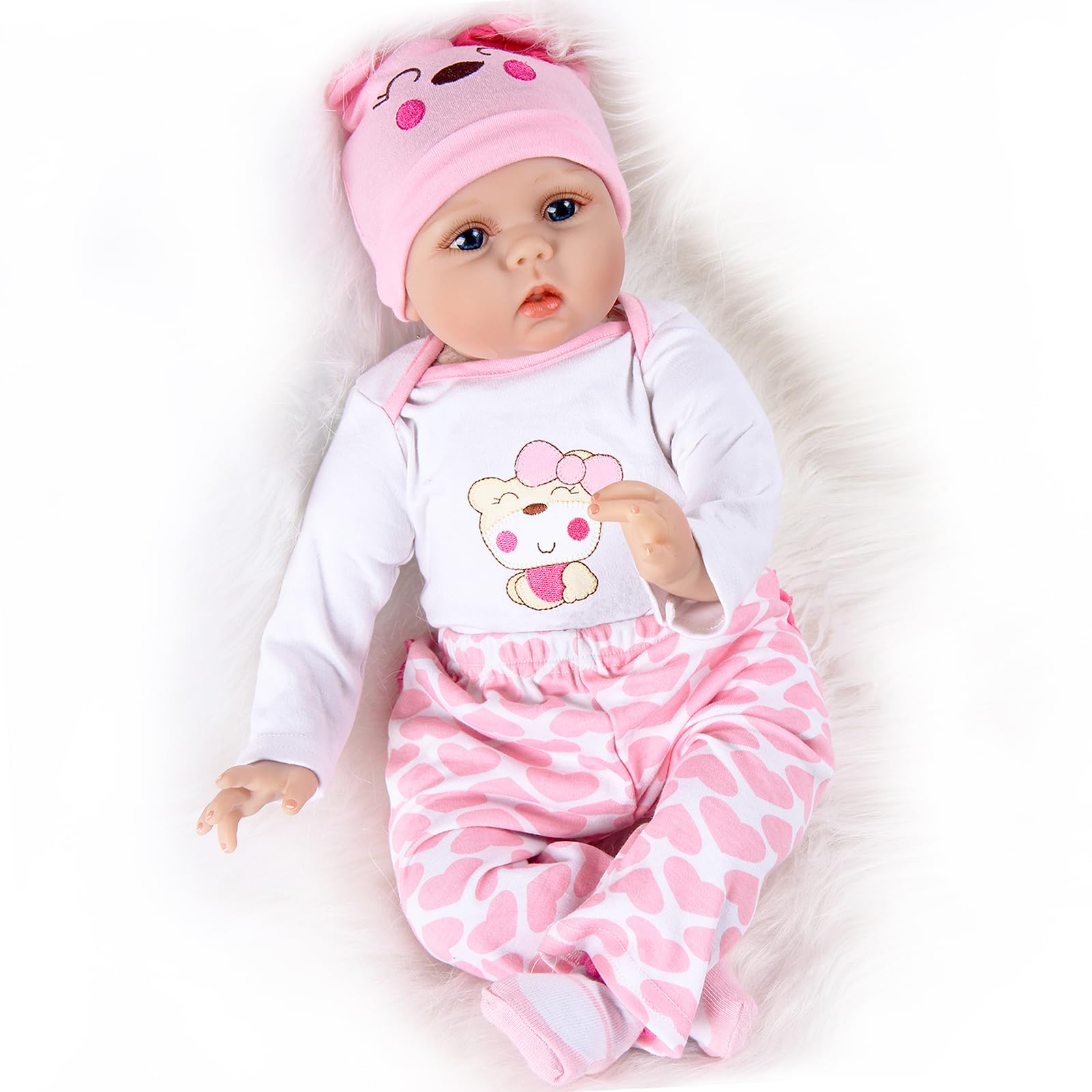 ZIYIUI 22 Inch Reborn Dolls Girl Birthday Soft Silicone Vinyl Real Life Dolls Toddler Sleeping Girl Lifelike Handmade 55cm Reborn Babies Xmas Gift