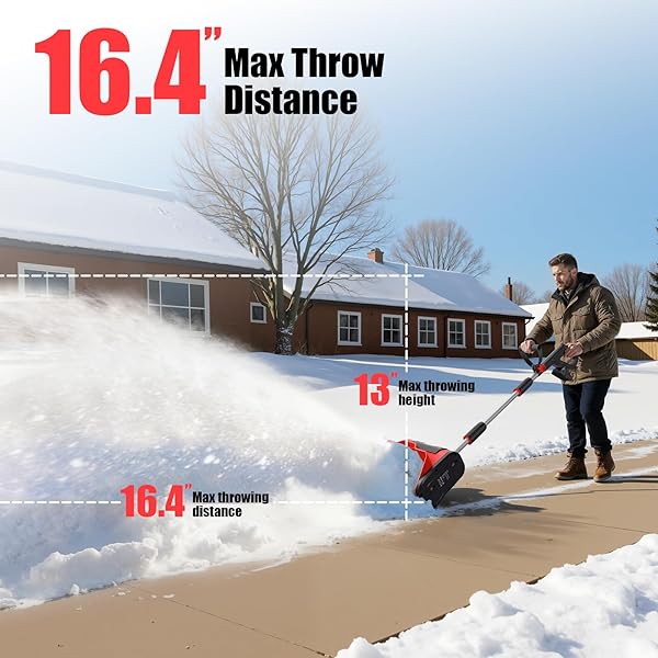 CORDLESS SNOW SHOVEL COMPATIBLE WITH MILWAUKEE 18V BATTERY, 12″ ELECTRIC SNOW BLOWER WITH 20FT MAX THROW & ADJUSTABLE HANDLE & SAFETY SWITCH, SNOW THROWER FOR DRIVEWAY, DECK, PATIO, STEPS (TOOL ONLY)