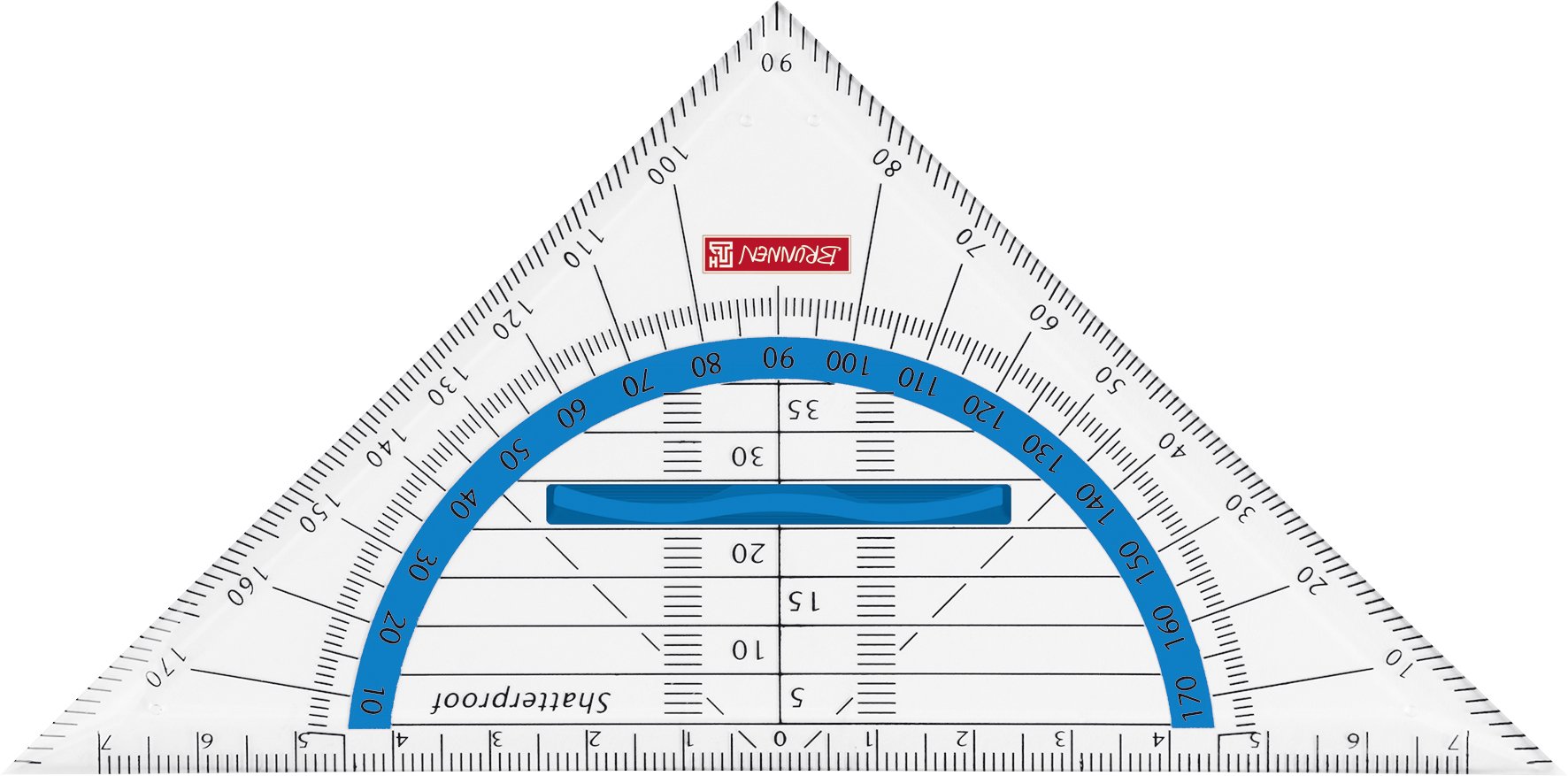 Brunnen Colour Code, bruchsicher, 104975933 Geometry Set Square/Protractor for School or Office 16 cm Ergonomic Handle in Blue