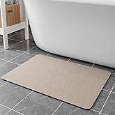 Earcu Bath Mat 24x17 - Diatomaceous Earth Bath Mat Quick Dry Absorbing Bathroom Rugs Rubber Non Slip Thin Bathroom Mat Fit Under Door, Taupe