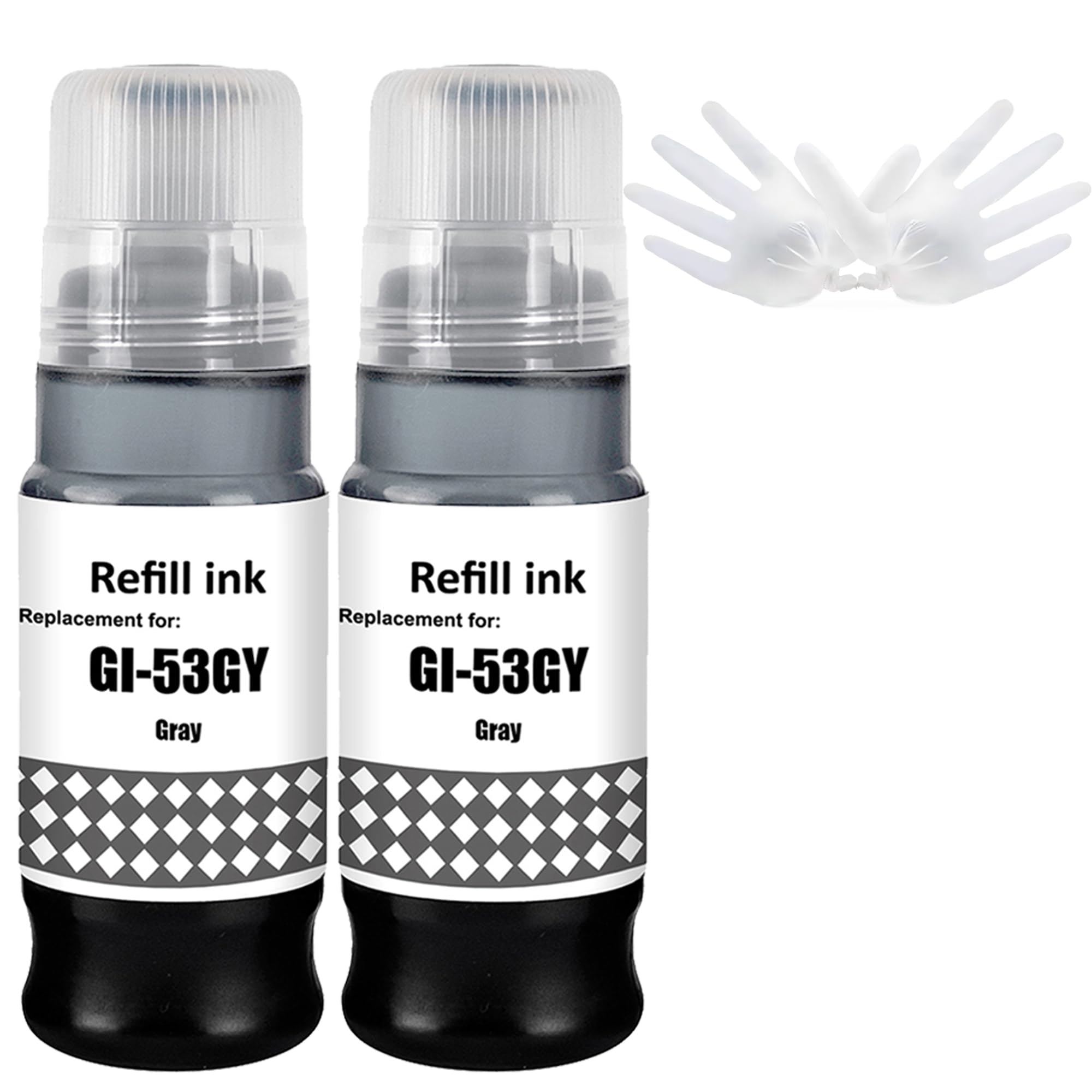 LCL Compatible Ink Bottle GI53 GI-53GY Replacement for Canon Pixma G550 G650 (2PK Grey)