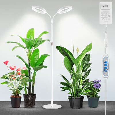 Garpsen Grow Lights Dual-Head Full Spectrum LED Plant Lights with Stand