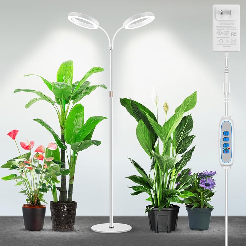Garpsen Grow Lights Dual-Head Full Spectrum LED Plant Lights with Stand