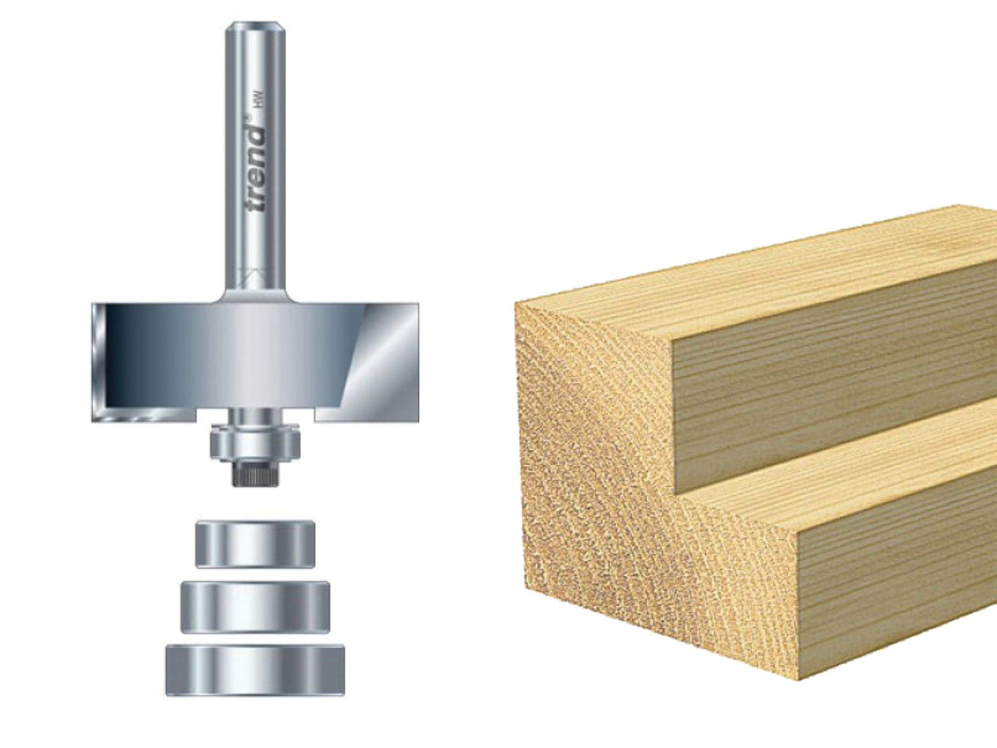 Trend Professional Bearing Guided Rebater Router Cutter, 1/2 Inch Shank, 35mm Cut Diameter, 12.7mm Cut Length, Tungsten Carbide Tipped, 46/39X1/2TC