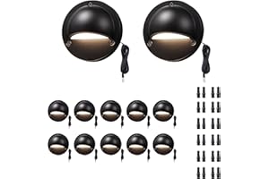 Varmtalys Low Voltage LED Step Lights - 12V Landscape Hardwired Waterproof Lighting, Outdoor Deck Lights 5 Color Temperature Dimmable, Aluminum Black for Wall Garden Fence Handrail 12 Pack