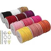 Faux Suede Cord String for Jewelry Making 2.6mm 12 Spools 110 Yards Colored Assorted Flat Leather Cord DIY Crafts String for Necklace-Dream Catcher Supplies-Hat- Walking Stick (PT396)