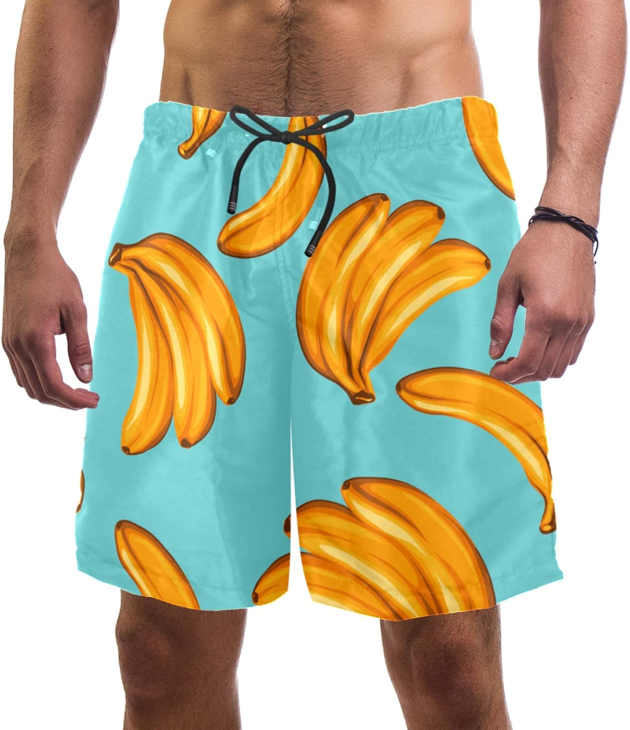 nakw88 Bananas Blue Pattern Swim Shorts for Men Swim Trunks Men’s
