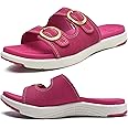 COFACE Womens Orthotic Slides Comfort Plantar Fasciitis Arch Support Slip on Flat Sandals Ladies Soft Cushion Fashion Yoga Mat Slippers With Adjustable Straps