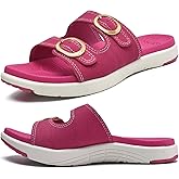 COFACE Womens Orthotic Slides Comfort Plantar Fasciitis Arch Support Slip on Flat Sandals Ladies Soft Cushion Fashion Yoga Mat Slippers With Adjustable Straps