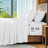 SONORO KATE 100% Egyptian Cotton Sheets Set, Extra Deep Pocket up to 18"-24",1000 High Thread Count, Soft & Breathable 5-Star Hotel Sateen Bed Sheets - 4 PC (White,Queen)