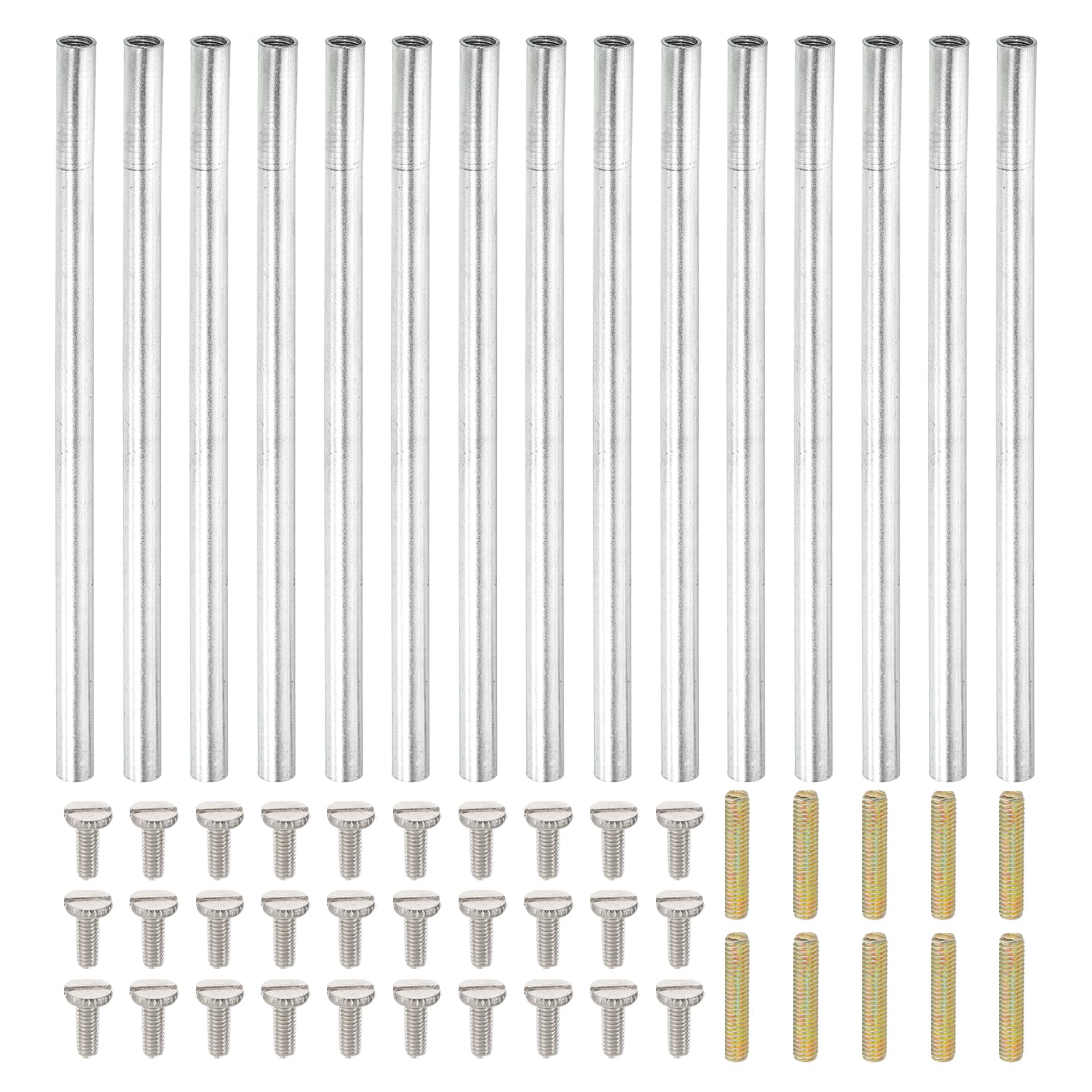 PATIKIL 100mm (3.9") Round Coupling Nuts Kit, M4 Threaded Connector Bar Hardware with Fully Thread Rod Slotted Screw for Lamp Model Furniture DIY Repair Part