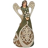 7" Luck of The Irish Woodcut Inspirational Angel Figure with Celtic Cross