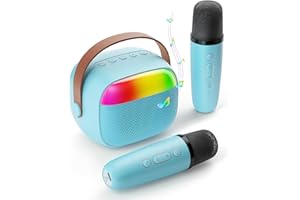 AADMD Mini Karaoke Machine for Kids, Toy for Girls Portable Bluetooth Speaker with 2 Wireless Microphones, Fashion Toy Gifts for Christmas Birthday, for 3 4 5 6 7 8+ Year Old Girls Gifts(Blue)