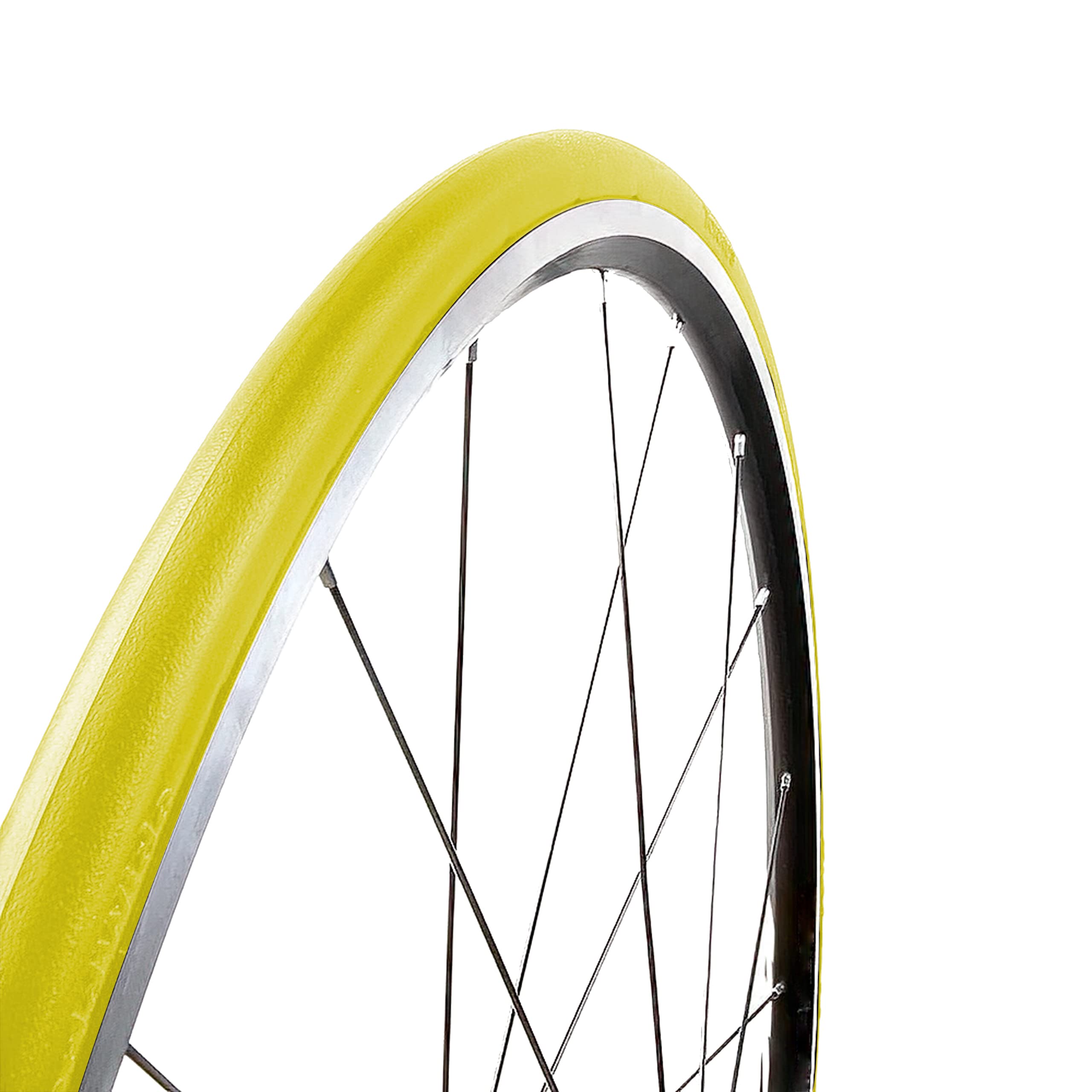 Tannus 100% Puncture Protection Tyre 700 x 23c (23-622) Airless Tyre Slick | Solid Road Bike Tyre, Colour Lemon (Yellow), Hardness Regular