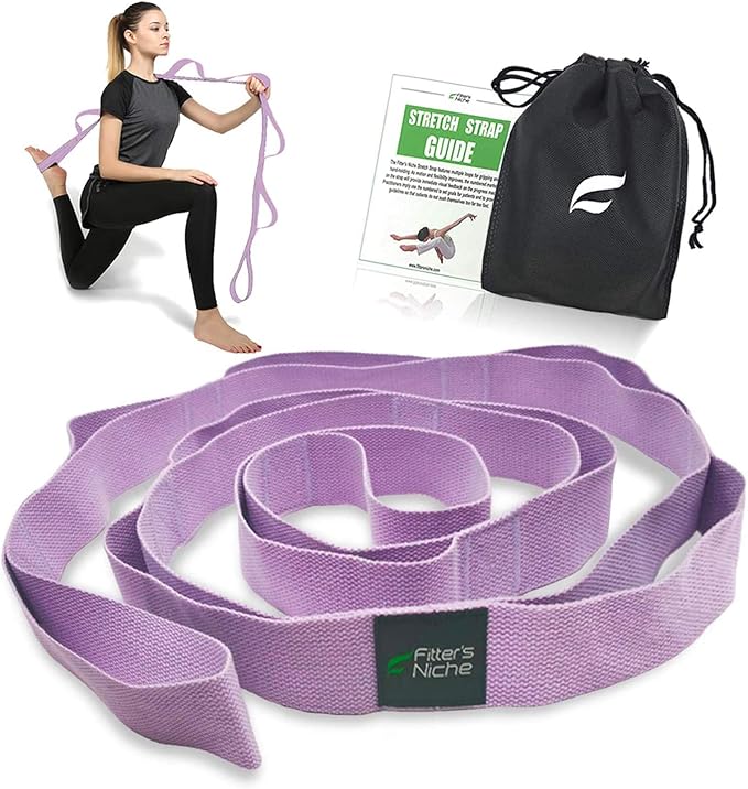 fitter's niche Yoga Stretch Strap, Non Elastic Exercise Band with 10