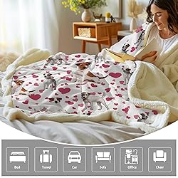 BlessLiving Red Hearts Dog Cat Print Plush Blanket