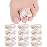 12 Pack Fabric Hammer Toe Corrector Straightener, Reusable Broken Toe Tape Buddy Straps Wraps Splints Lined with a Cushioning Latex Foam Layer for Crooked Bent Toes Support Protector(1 Inch Wide)