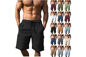 takaeys Mens Shorts Casual Summer Linen Pants Outdoor Lightweight Solid Comfy Shorts Breathable Cozy Beach Vacation Shorts